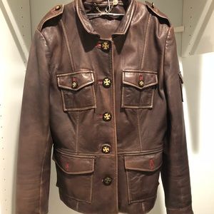 Tory Burch brown leather jacket size 4